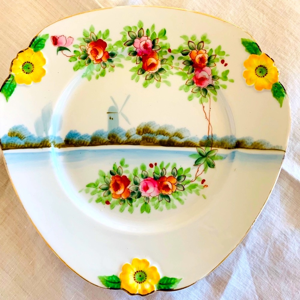 Set of Two Lovely Hand Painted Vintage Plates For Display; Marked Made in Japan